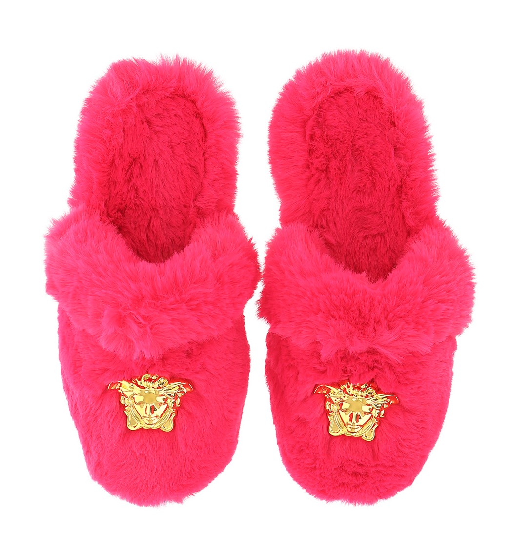 versace fur slippers