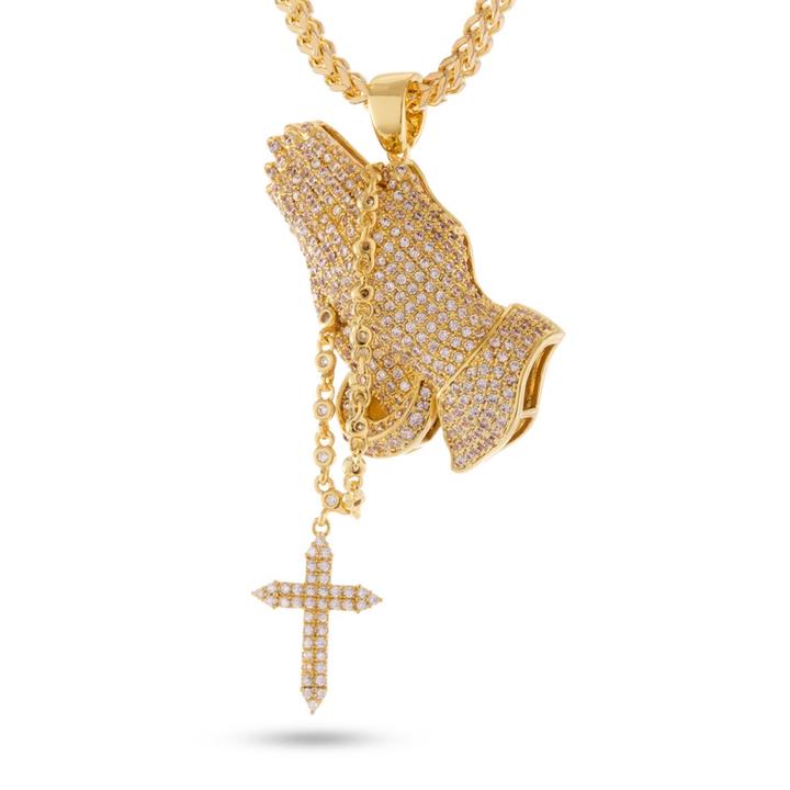 praying hands necklace 14k gold