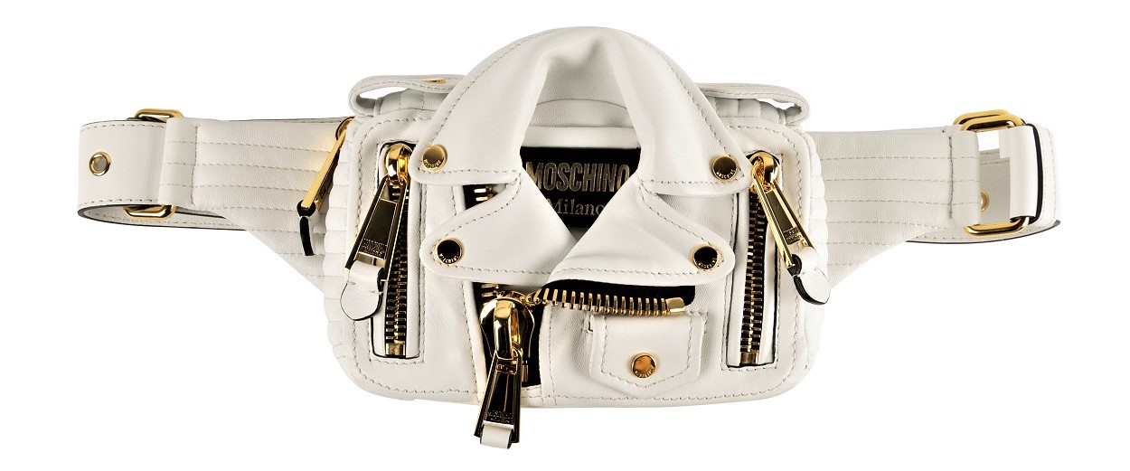 white and gold bum bag