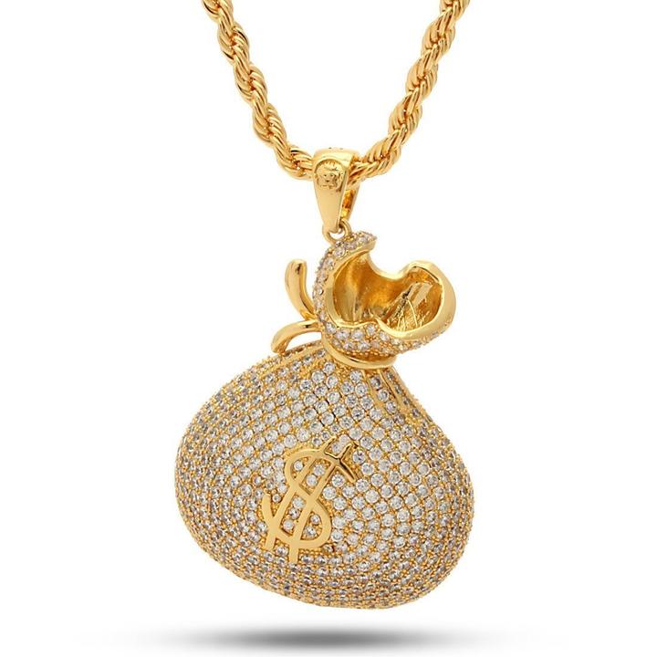 14k gold money bag pendant