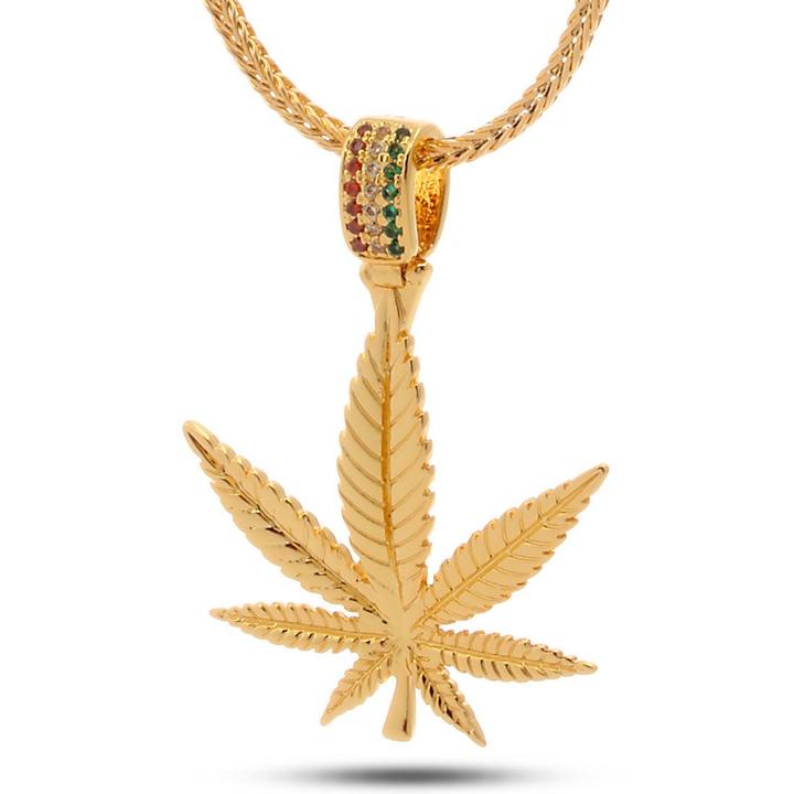 Drakesboutique - KING ICE Necklace NKX11470 Rasta Weed
